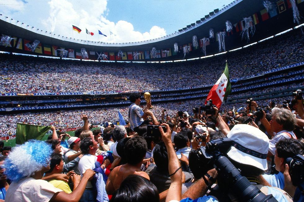 1986 fifa world cup in mexico final in mexico city argentina 3 2 germany argentine captain diego maradona with the world cup trophy amid photographers