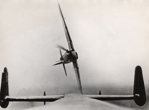 world war ii german bomber chased by a hawker hurricane of the raf in november 1939