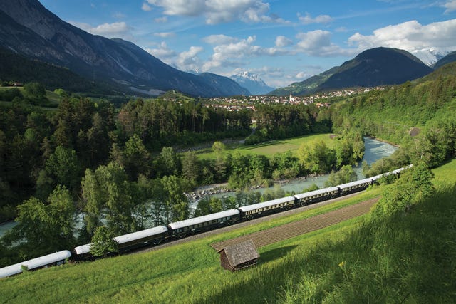 the venice simplon orient express passing through near roppen, austria