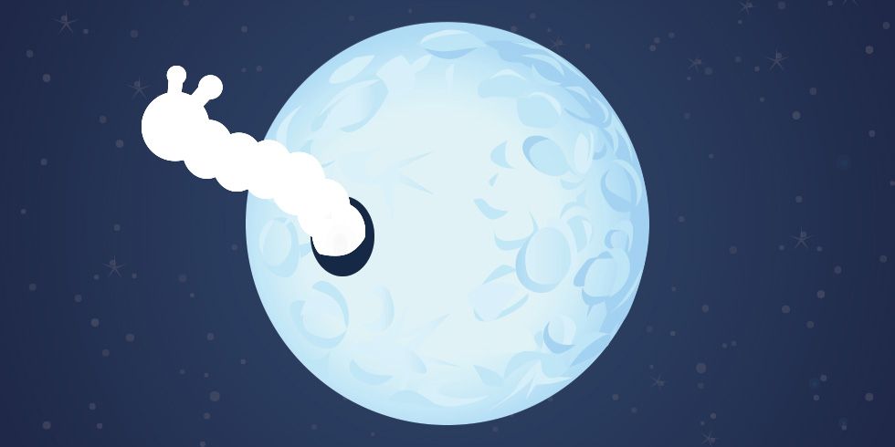 full moon with worm illustration