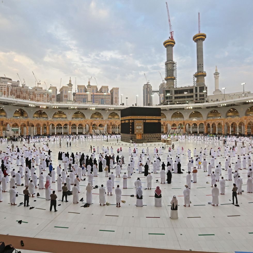 worshippers perform the al adha prayers on the first day of the feast around the kaaba