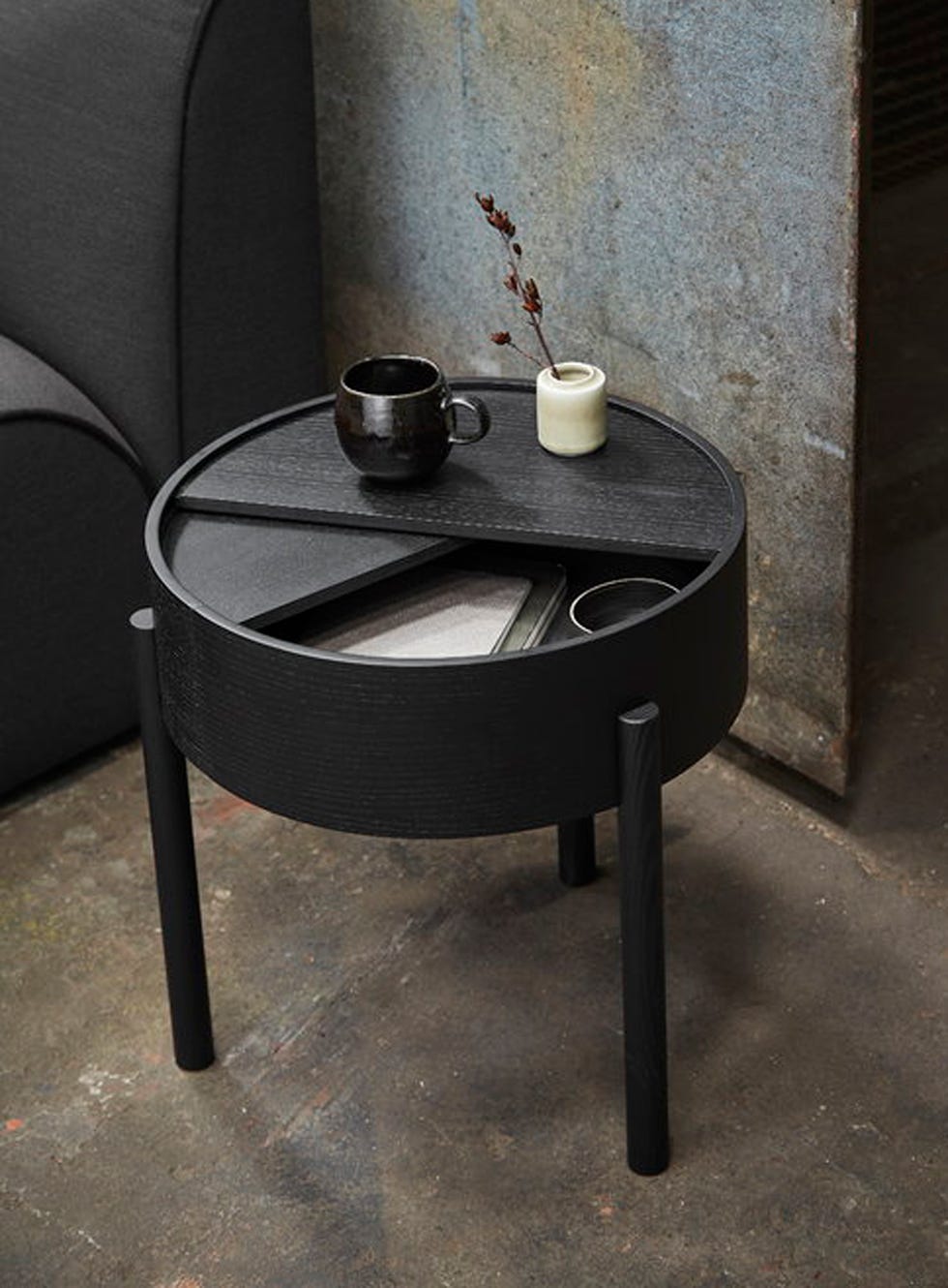 woud, ウッド, arc side table, black painted ash, サイドテーブル