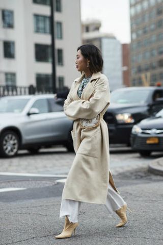 Clothing, Street fashion, Photograph, Trench coat, Coat, Fashion, Snapshot, Footwear, Outerwear, Beige, 