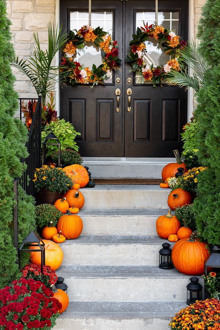 fall porch decor wreaths