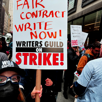 a writer on strike