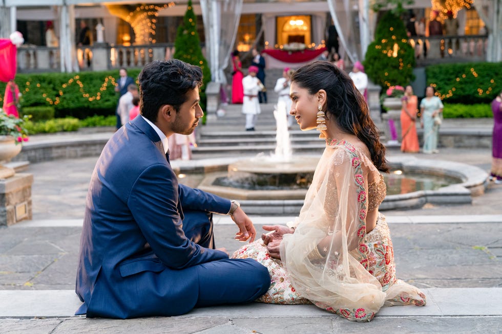 wedding season l to r suraj sharma as ravi, pallavi sharda as asha in wedding season cr ken woronernetflix