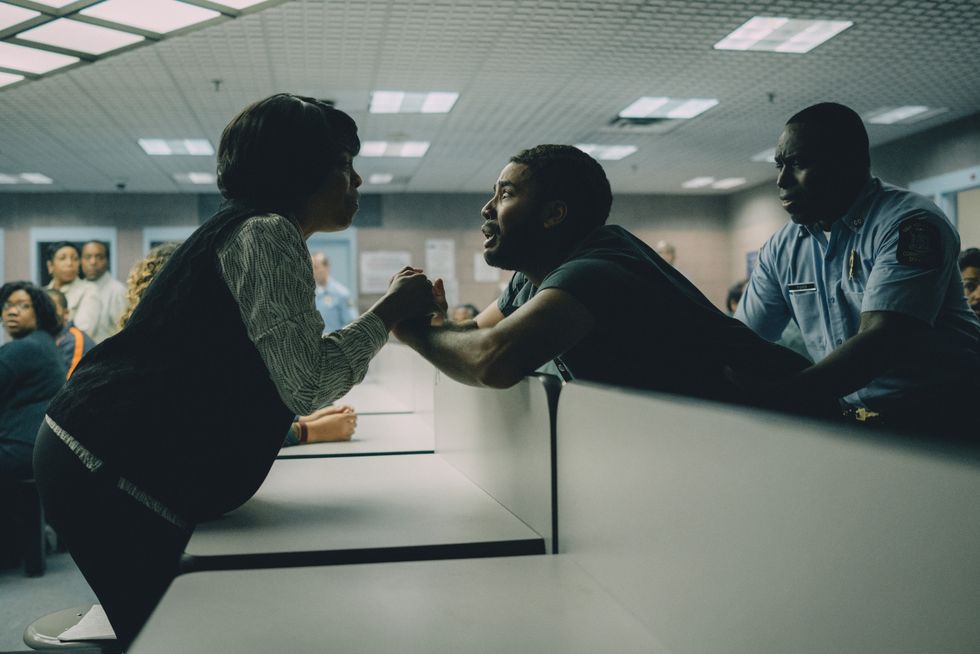 Niecy Nash as Delores Wise and Jharrel Jerome as Wise's son, Korey, in When They See Us.