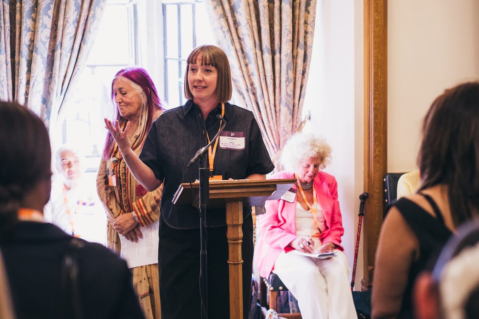 what women want liz moseley talking at campaign event