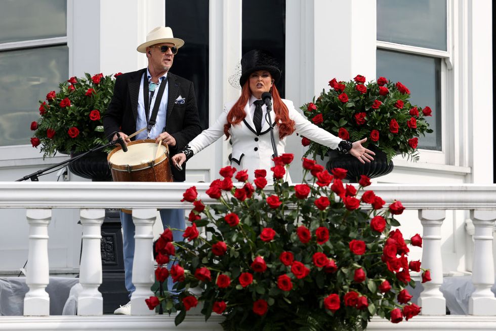 louisville, kentucky may 04 wynonna judd and husband cactus moser perform the national anthem before the start of the 150th running of the kentucky derby at churchill downs on may 04, 2024 in louisville, kentucky photo by rob carrgetty images