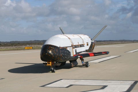 in a testing procedure, the x 37b orbital test vehicle taxis on the flightline march 30, 2010, at the astrotech facility in titusville, fla courtesy photo