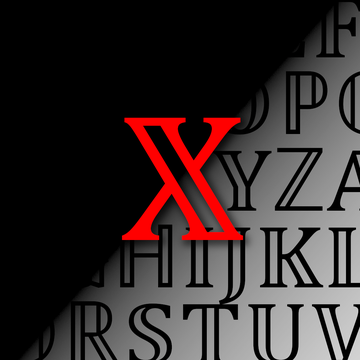 unicode double stroke characters of the alphabet with x highlighted in red