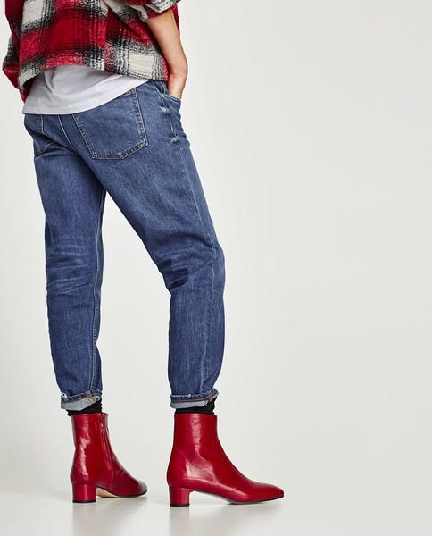 Denim, Jeans, Footwear, Blue, Clothing, Red, Standing, Boot, Ankle, Shoe, 