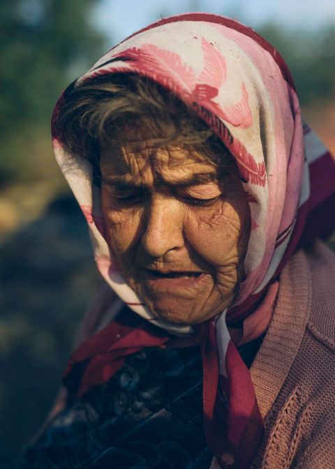 Paola Pailano kijkt in oktober 2016 toe hoe landbouwers de takkenresten opruimen die van hun besmette olijfbomen zijn gesnoeid