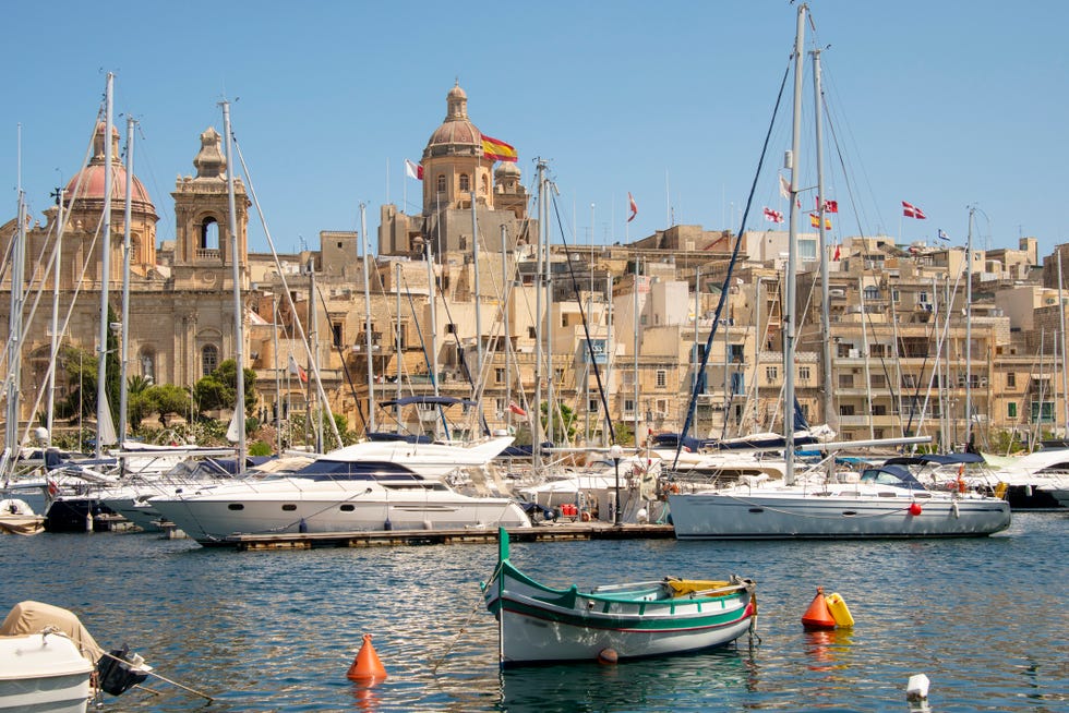 yachts and boats at grand harbour marina of birgu in malta