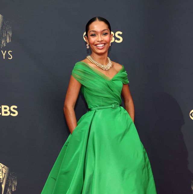 Yara Shahidi Wears a Kelly Green Dior Gown at the 2021 Emmys