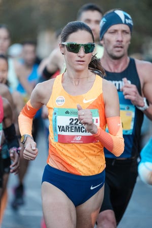 a person running in a race