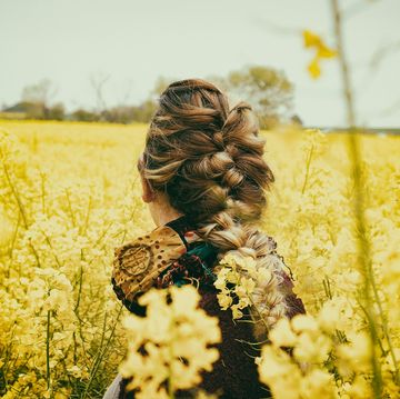 a person in a field of yellow flowers