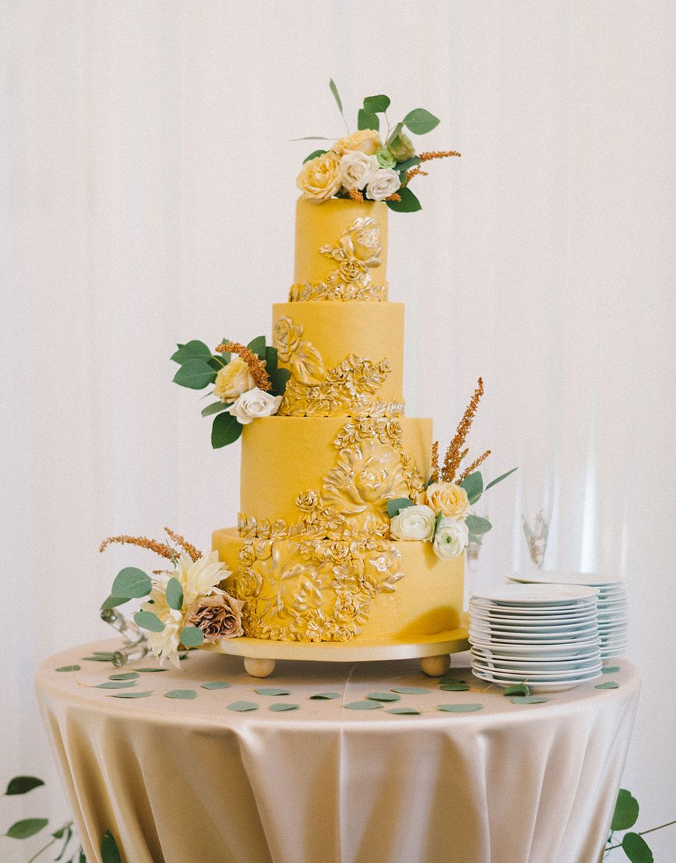 yellow fall wedding cake
