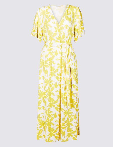 Clothing, Day dress, Dress, Yellow, Sleeve, Pattern, One-piece garment, Cover-up, Cocktail dress, Pattern, 