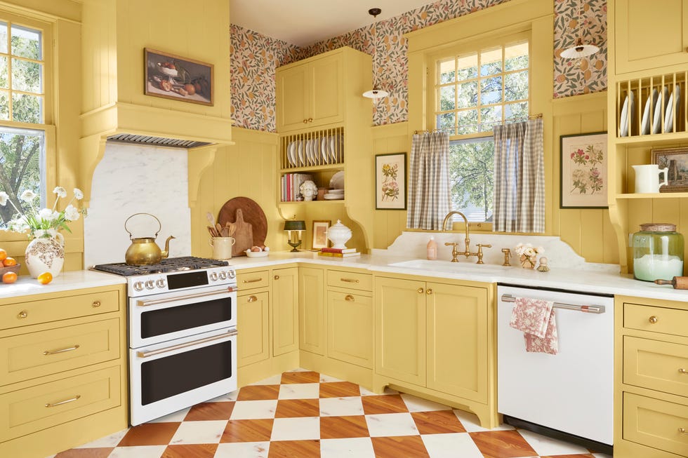 yellow cottage kitchen