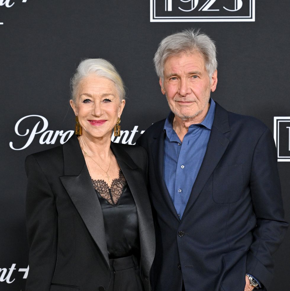 los angeles, california december 02 helen mirren and harrison ford attend the los angeles premiere of paramounts 1923 at hollywood american legion on december 02, 2022 in los angeles, california photo by axellebauer griffinfilmmagic