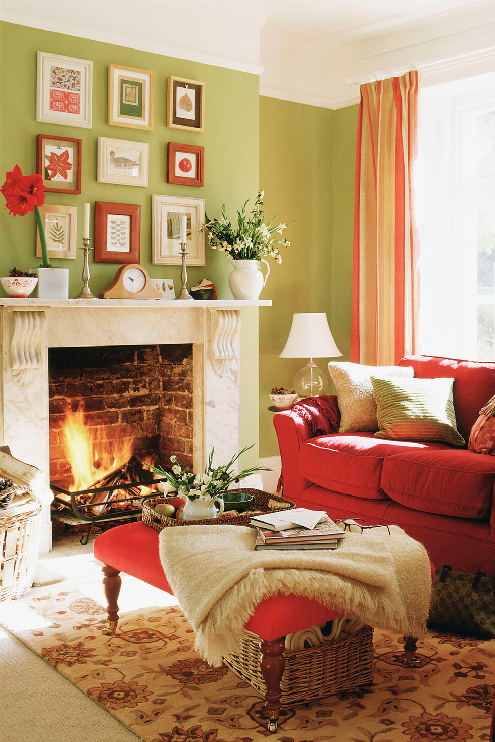 red and green living room
