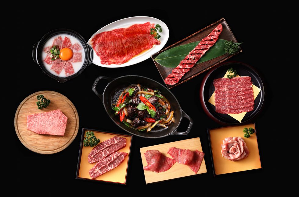 Dish, Food, Cuisine, Kobe beef, Yakiniku, Shabu-shabu, Ingredient, Meat, Red meat, Garnish, 