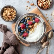 yogurt granola bowl with berries