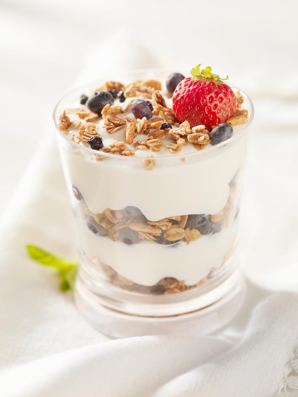 postrun snack yogurt with granola and strawberry