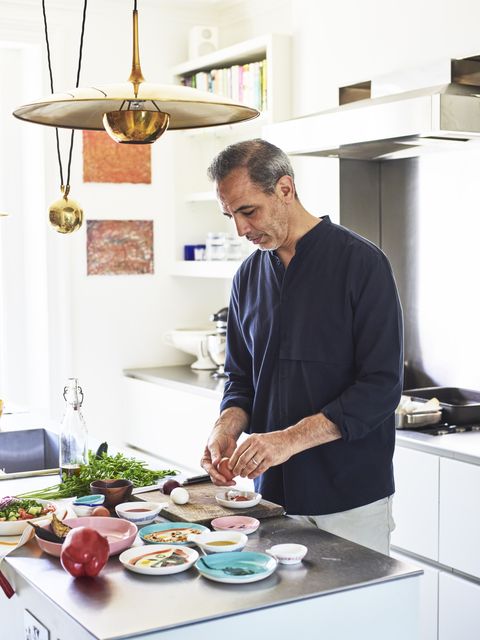 chef ottam ottolenghi plating food with his new dinnerware for serax
