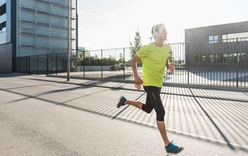 young athlete jogging in the city