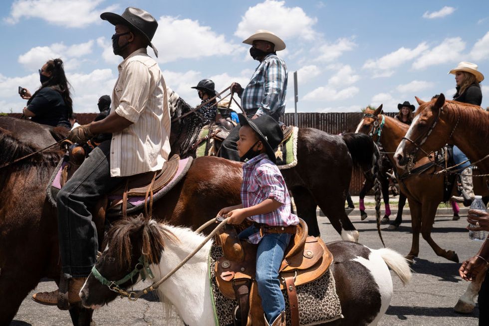 compton cowboys hold peace ride on horseback as protests continue in wake of george floyd death