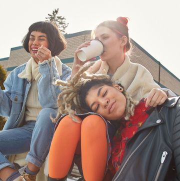 young confident group of women hanging out