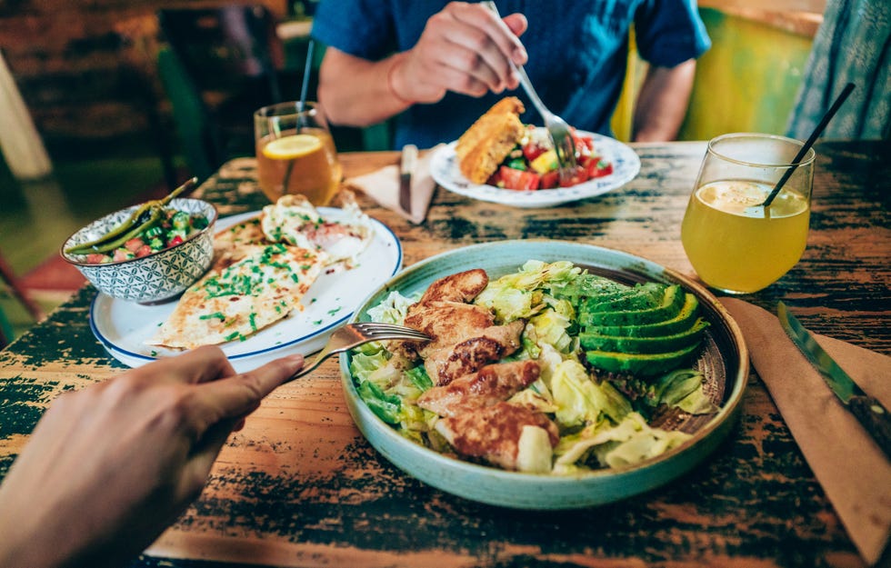 young couple eating together