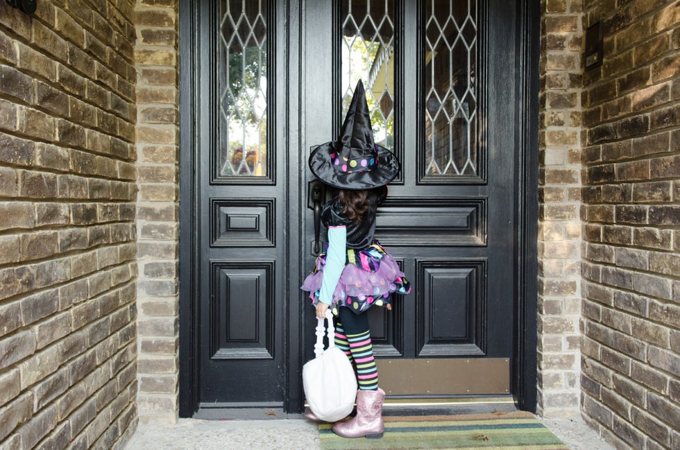Young girl dressed up for Halloween.