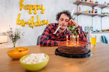 young man celebrating his birthday alone