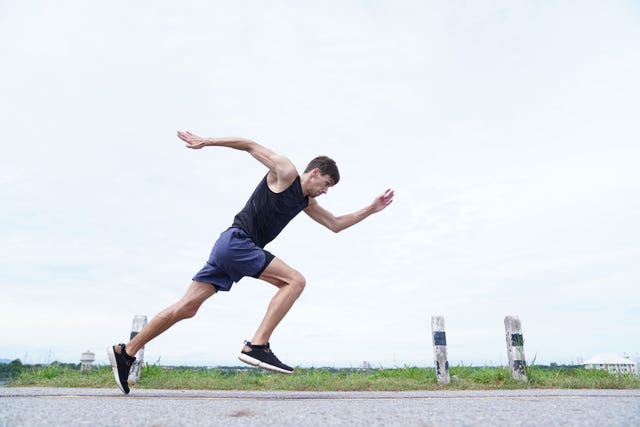 young man doing speed running