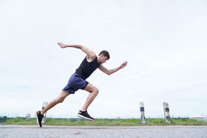 young man doing speed running