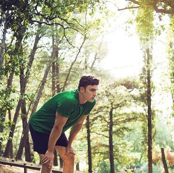 young man exercising in nature