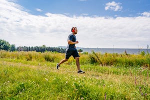 young man jogging in the park