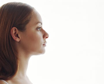 young woman, side view, close up