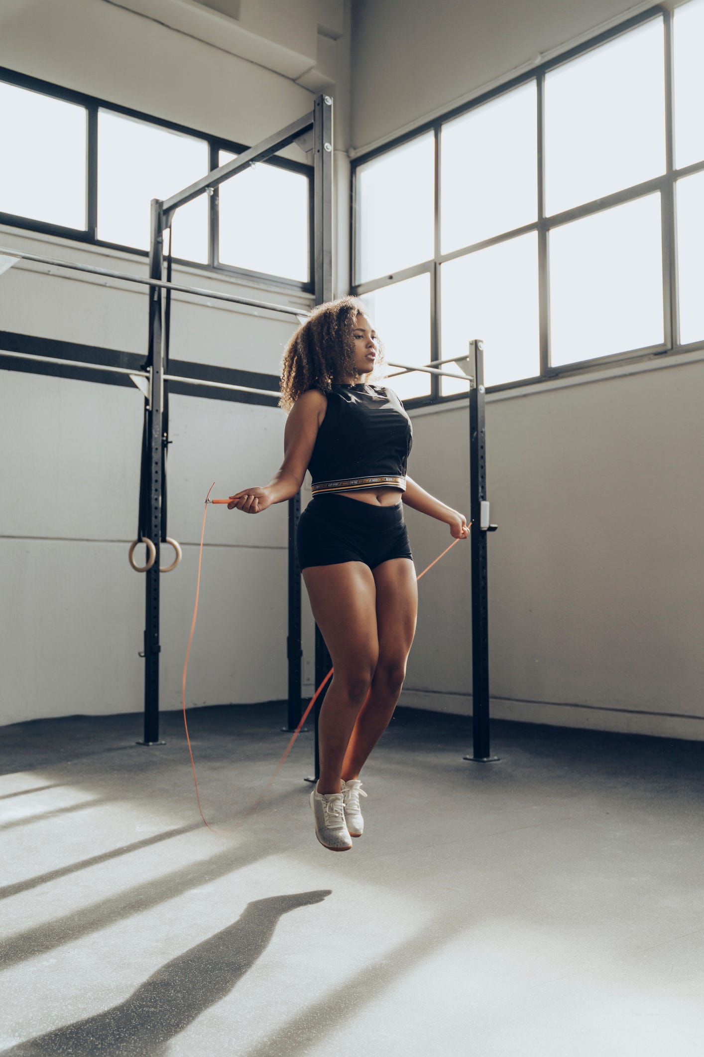 woman skipping at the gym