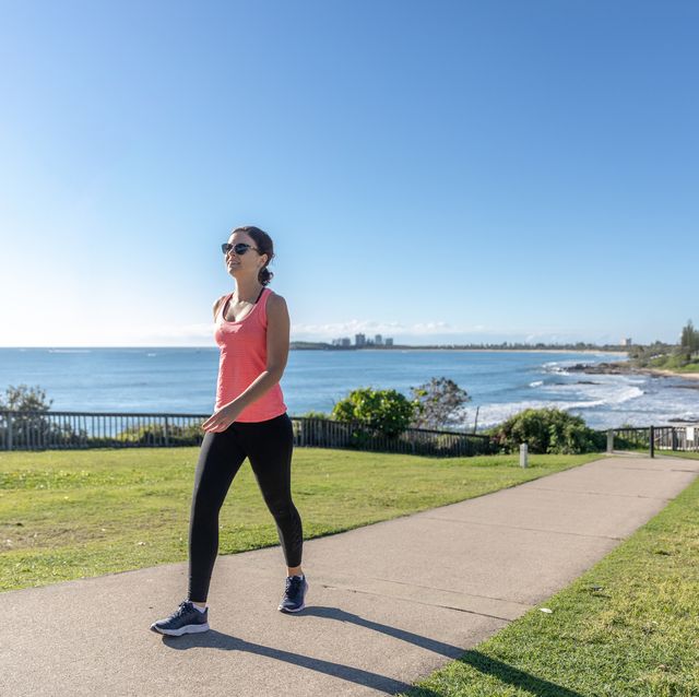 young woman walking