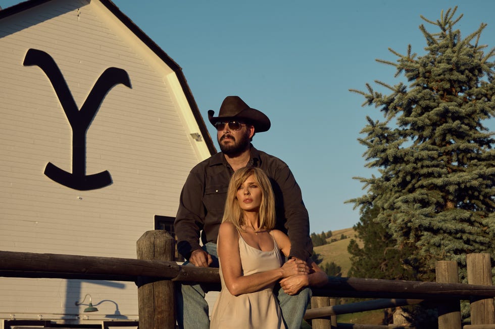 l r cole hauser as rip wheeler and kelly reilly as beth dutton on episode 513 of paramount network\s yellowstone