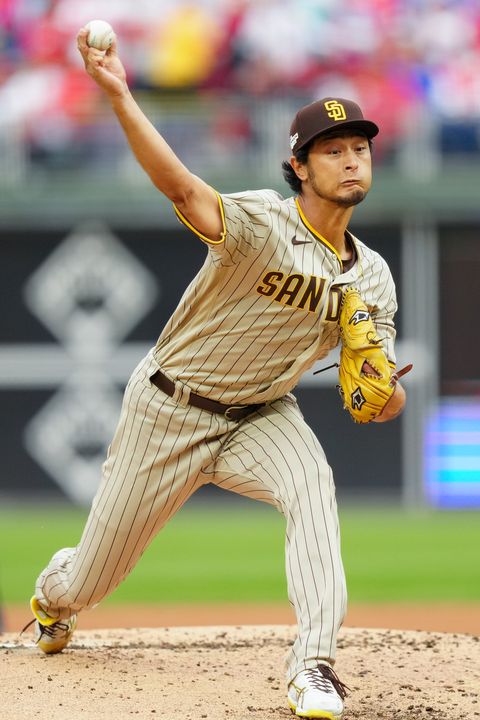 yu darvish throwing a pitch during an mlb playoff game