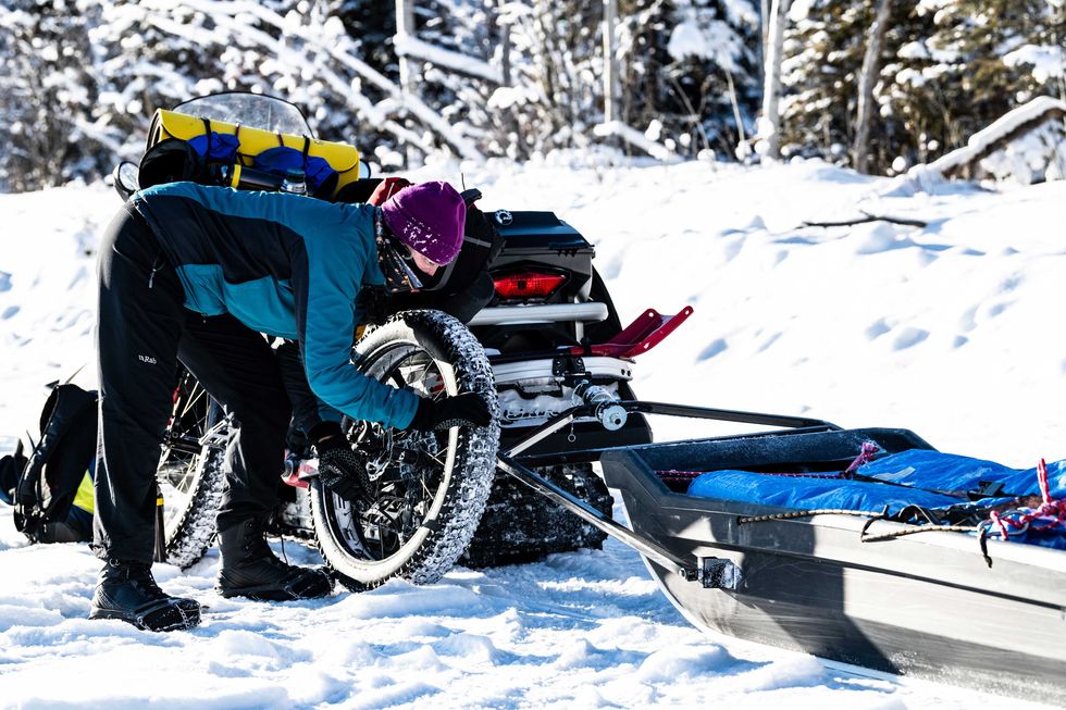 Participant and their bike at the Yukon Ultra in 2019.