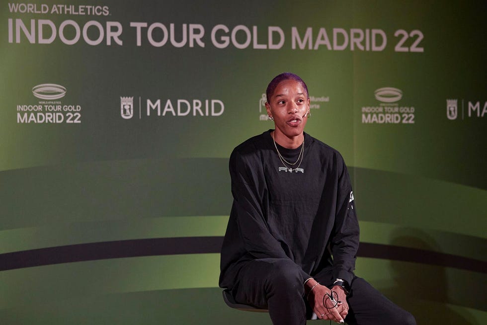 yulimar rojas en la presentación del mitin de madrid de atletismo