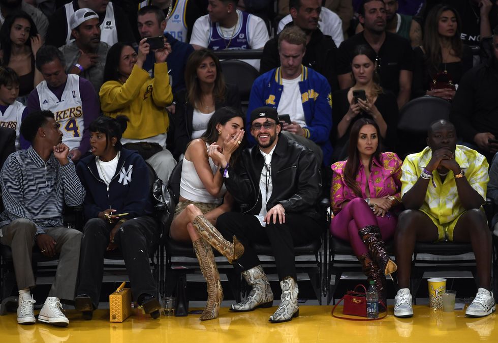 kendall jenner bad bunny at the los angeles lakers game