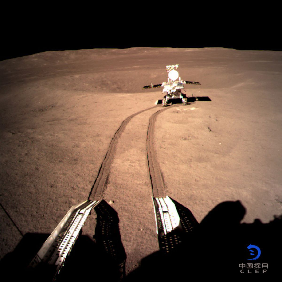 YUta 2 rover rolling moon tracks