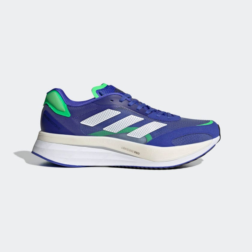 adidas adizero boston 10, zapatilla de running con fibra de carbono en color azul y verde